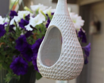 Ceramic Hanging Air Planter with Hand Carved Texture