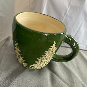 Pine Tree Pottery Mug; Handmade