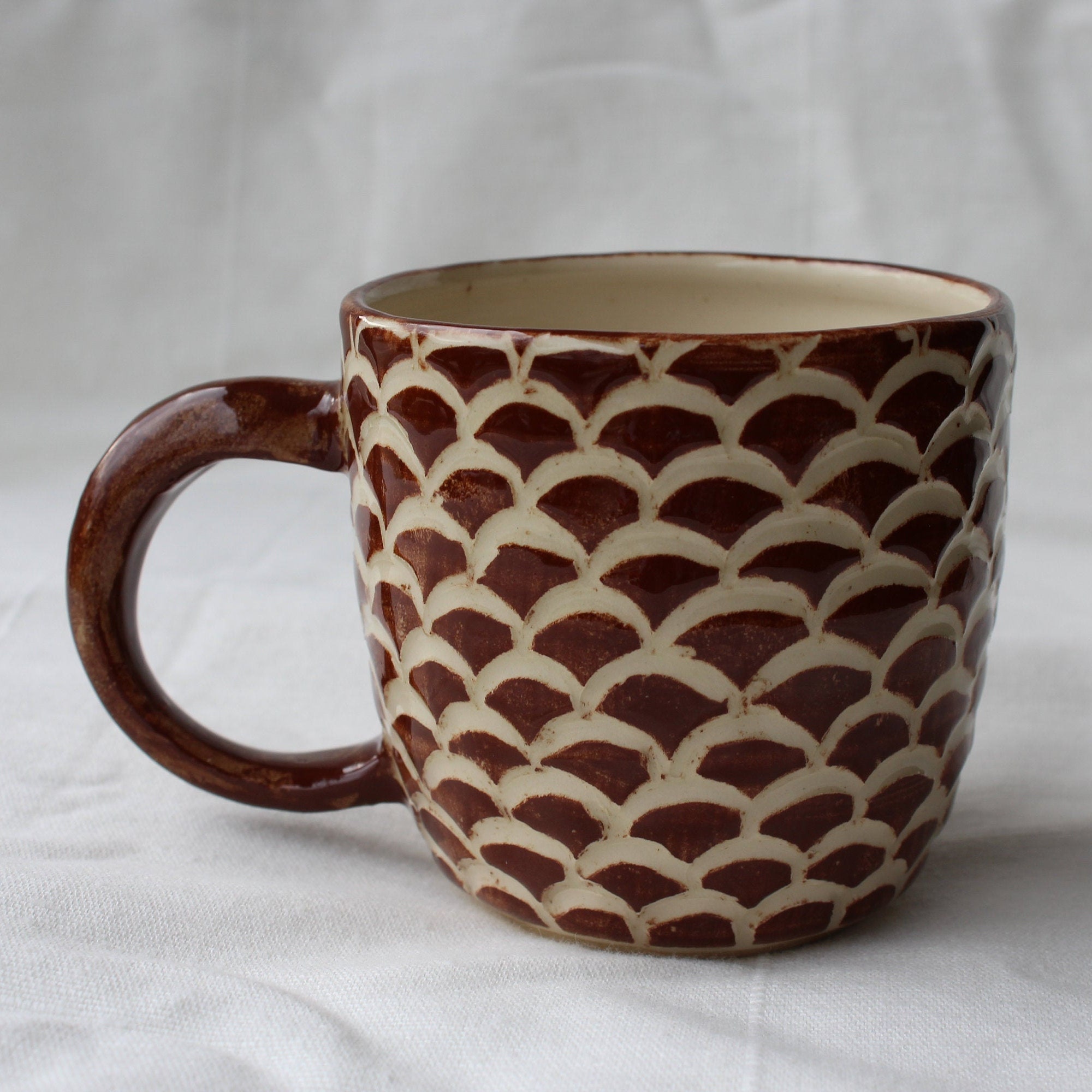 Pine Cone Pottery Mug Hand made/hand painted Etsy
