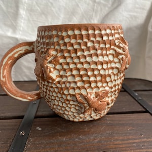 Honey Bee Pottery Mug; handmade/hand painted