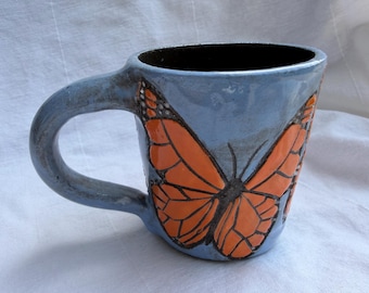 Monarch Pottery Mug, Hand Painted