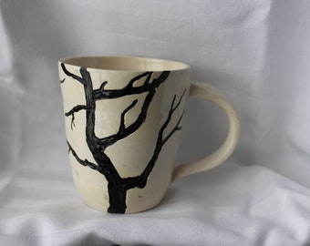 Dead Tree Silhouettes Pottery Mug; Handmade; hand painted