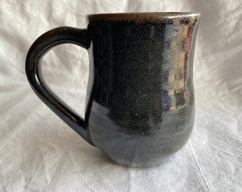 Plain Large Handmade Pottery Mug; potbelly mug