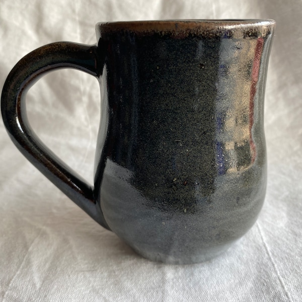 Plain Large Handmade Pottery Mug; potbelly mug