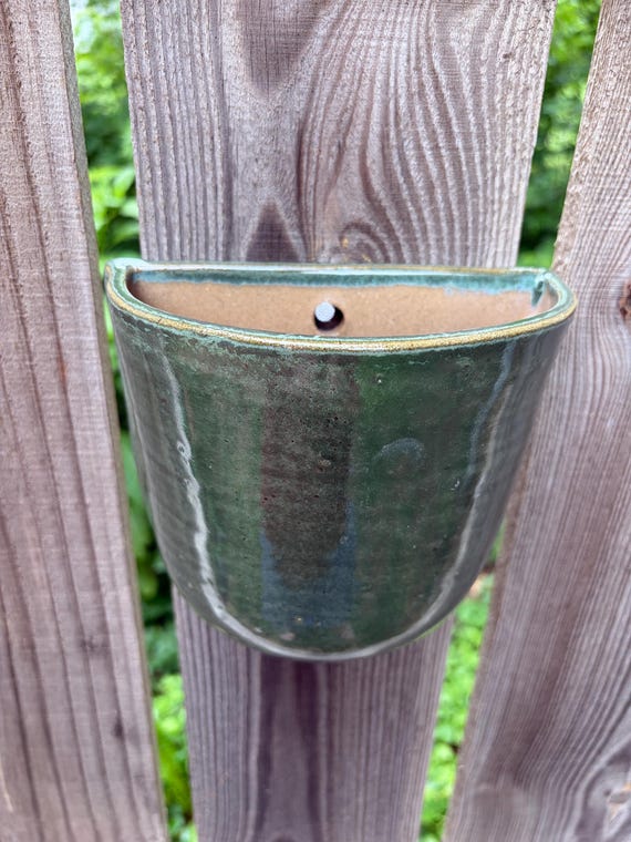 Handmade Ceramic Hanging Wall Planter Pocket with Drainage Hole
