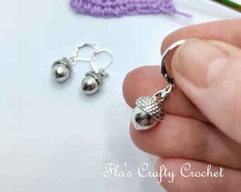 Silver Acorn Stitch Marker for Knitting and Crochet