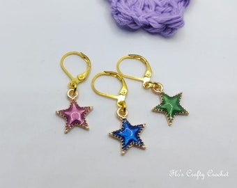 Marcadores de puntos de estrella para crochet y tejido, juego de 3