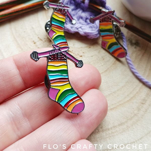 Knitting Socks Enamel Pin Badge, Craft Gift