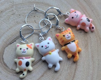 Cat Stitch Markers: Crochet/Knitting Notions - Set of 4