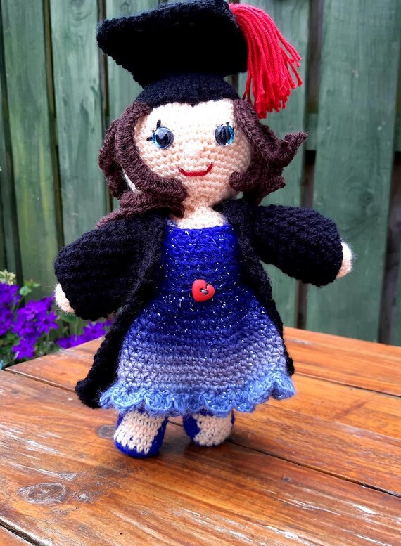 crochet graduation doll