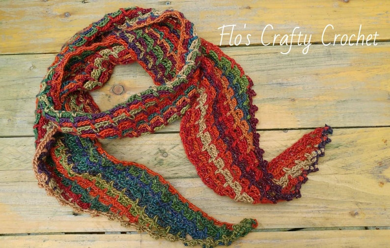 Handmade crochet tapered edge scarf pattern suitable for beginners, beginners crochet pattern, scarf, wrap, shawl, easy Uk & US terms image 1