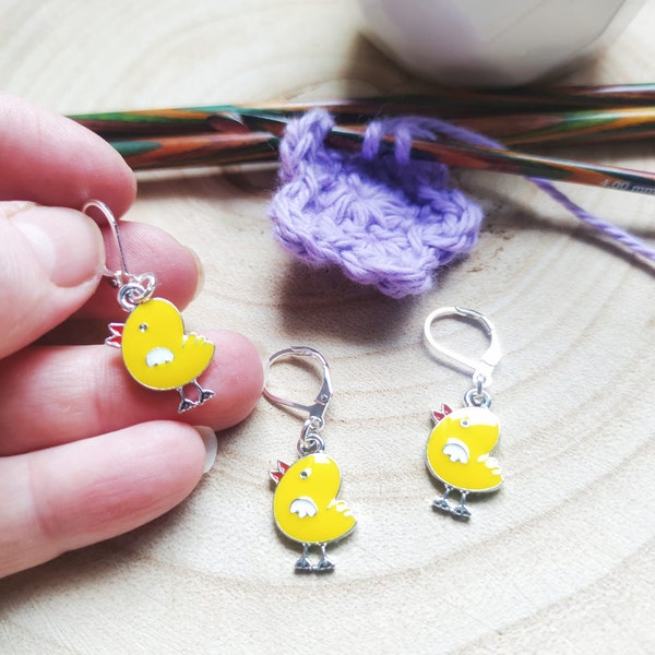 Chick, Chicken stitch marker, crochet, knitting, flos crafty crochet, knitting, zip pull, charm, progress keeper, notions,