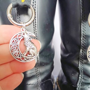 Silver wolf moon boot charm l doc charms | doc martens | boot charm | dr martens | boots | rock |  witch