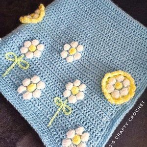 Easy crochet blanket Crochet Pattern | Daisy Days | Flo&#39;s Crafty Crochet | baby blanket flower UK & US terms