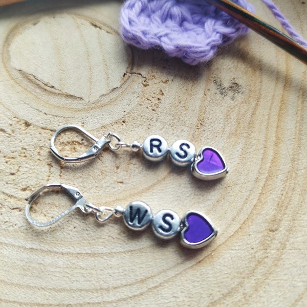 Right and Wrong side stitch marker | WS | RS | Reminder | crochet, knitting, flos crafty crochet, progress keeper, notions, purple heart