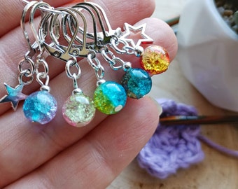 Stitch marker set, northern lights, crochet, knitting, notions, flos crafty crochet, stitch holders, aurora borealis