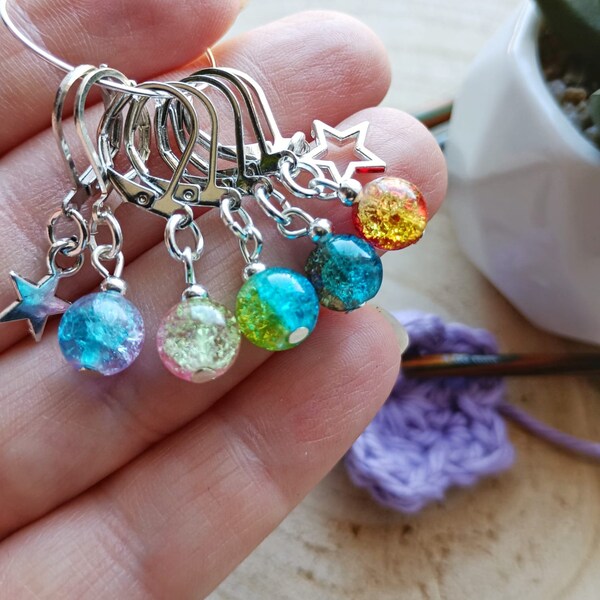 Stitch marker set, northern lights, crochet, knitting, notions, flos crafty crochet, stitch holders, aurora borealis