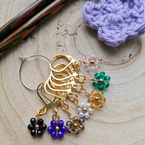 Flower Stitch Marker Set: Knitting Crochet Progress Keepers