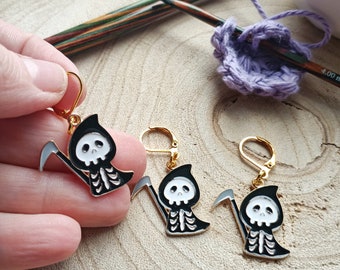 Cute grim reaper stitch marker for crochet or knitting, flos crafty crochet, knitting, accessories, charm, zip pull