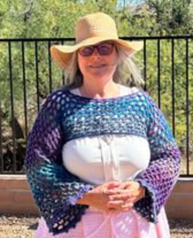 Highlander crochet sleeves, granny sleeves, shrug, bolero, boho, chic, festival, crochet top US, UK Terms, flos crafty crochet