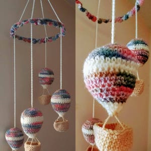 Crochet Hot Air Balloon Mobile Hanging Decoration for Baby Room Pattern Only US & UK terms suitable for beginner Pattern
