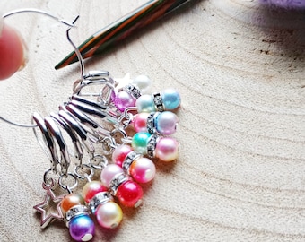 Rainbow Yarn Ball Stitch Markers: Knitting Crochet Progress Keepers - Set of 10