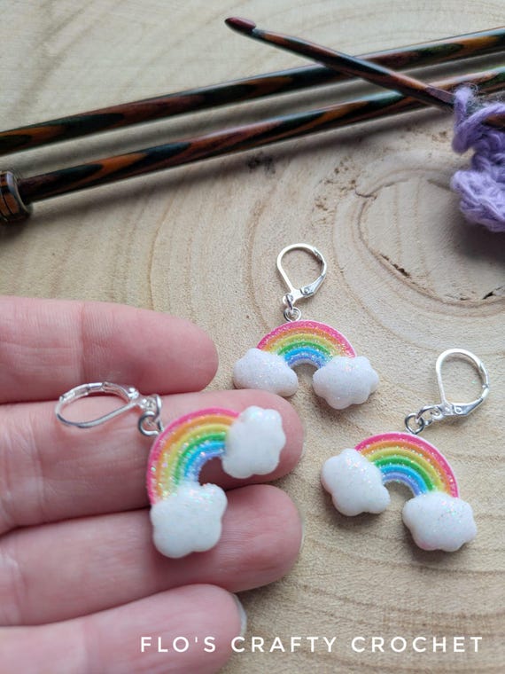Rainbow Cloud Stitch Marker: Knitting & Crochet Accessories