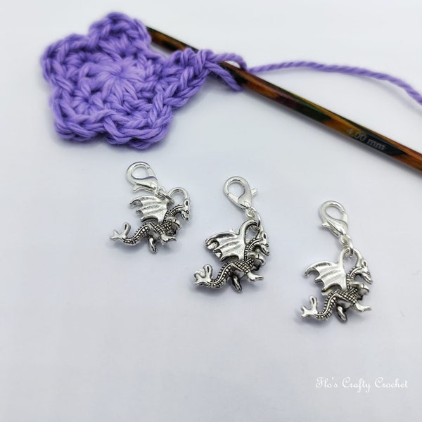 Silver Dragon stitch marker for crochet, knitting, stitch holder, flos crafty crochet, knitting, crochet accessories, welsh dragon