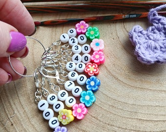 Flowers Row counters | Stitch Counters | Crochet | Knitting | fimo | rainbow | stitch markers | count keeper | flos crafty crochet