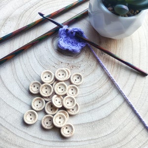9 X 20mm HANDMADE WITH LOVE 'knitted' Wooden Buttons, Knitted Handmade With  Love Buttons, Wooden Hand Knitted Buttons. 