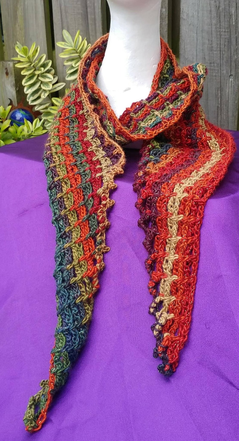 Handmade crochet tapered edge scarf pattern suitable for beginners, beginners crochet pattern, scarf, wrap, shawl, easy Uk & US terms image 3