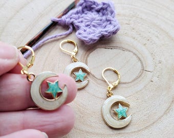 Marcador de puntos de luna y estrella: accesorios para tejer a crochet