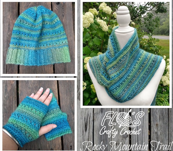 Rocky Mountain Trail Hat and Scarf Pattern: Beginner Crochet (PDF Pattern)