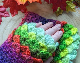 Dragon Scale Fingerless Gloves Crochet Pattern UK & US terms Dragon Tears