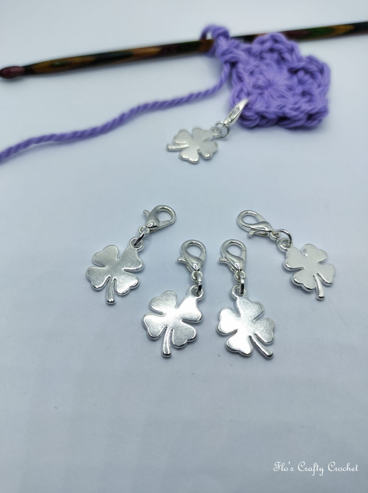4 leaf clover accessories flos crafty crochet Silver shamrock stitch