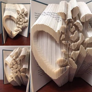 Folded Book Art Pattern Heart Pattern Valentine Pattern Girlfriend Gift Boyfriend Gift Home Decor Book Folding Pattern Anniversary