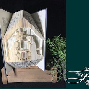 Nativity folded book art pattern home decor holiday decor unique gift Christmas book origami