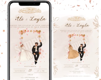 Islamic Muslim Wedding digital mobile printable invitations
