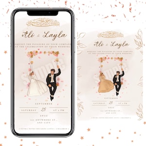 Islamic Muslim Wedding digital mobile printable invitations