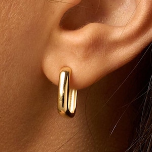 Sterling Silver Square Hoop Earrings | Silver or Gold | Minimalist Square Huggie Earrings | Geometric Hoop Earrings | Gift for Her