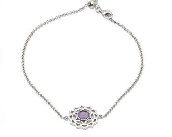 Bracelet chakra couronne élégant | Bracelet en argent sterling 925 | Bracelet en cristal pour femme avec boîte-cadeau | Bijoux pour chakras modernes