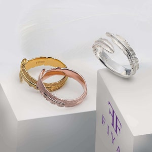 FIYAH Personalised Adjustable Feather Ring | 925 Sterling Silver ...