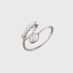 925 Sterling Silver Birthstone Ring | October Birthstone Ring | Adjustable Leaf Ring | Gemstone Ring | Birthday Gift | Gifts for Her