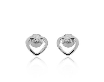 925 Sterling Silver Heart Stud Earrings | Hollow Heart Studs | Minimalist Earrings | Dainty Earrings | Love Earrings | Gift for Her