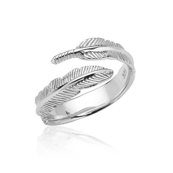 White gold feather ring deals