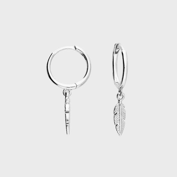 Orecchini A Cerchio Con Piume In Argento Sterling: Orecchini A Cerchio Con Ciondolo Pendente - Italia - Foto 2