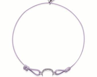 Lilac Friendship Bracelet | Filigree Moon Charm Bracelet | Crescent Moon | Adjustable Friendship Bracelet | Silver Moon | Best Friend Gift