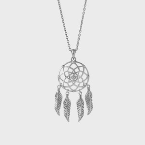 925 Sterling Silver Dreamcatcher Necklace | Feather Pendant Necklace | Silver Feather | Meaningful Gift | Spiritual | Gifts for Her