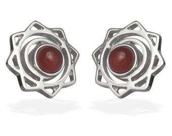 Sterling Silver Sacral Chakra Earrings | Chakra Jewellery | Carnelian Gemstone Earrings | Stud Earrings | Yoga Jewellery | Gift for Her