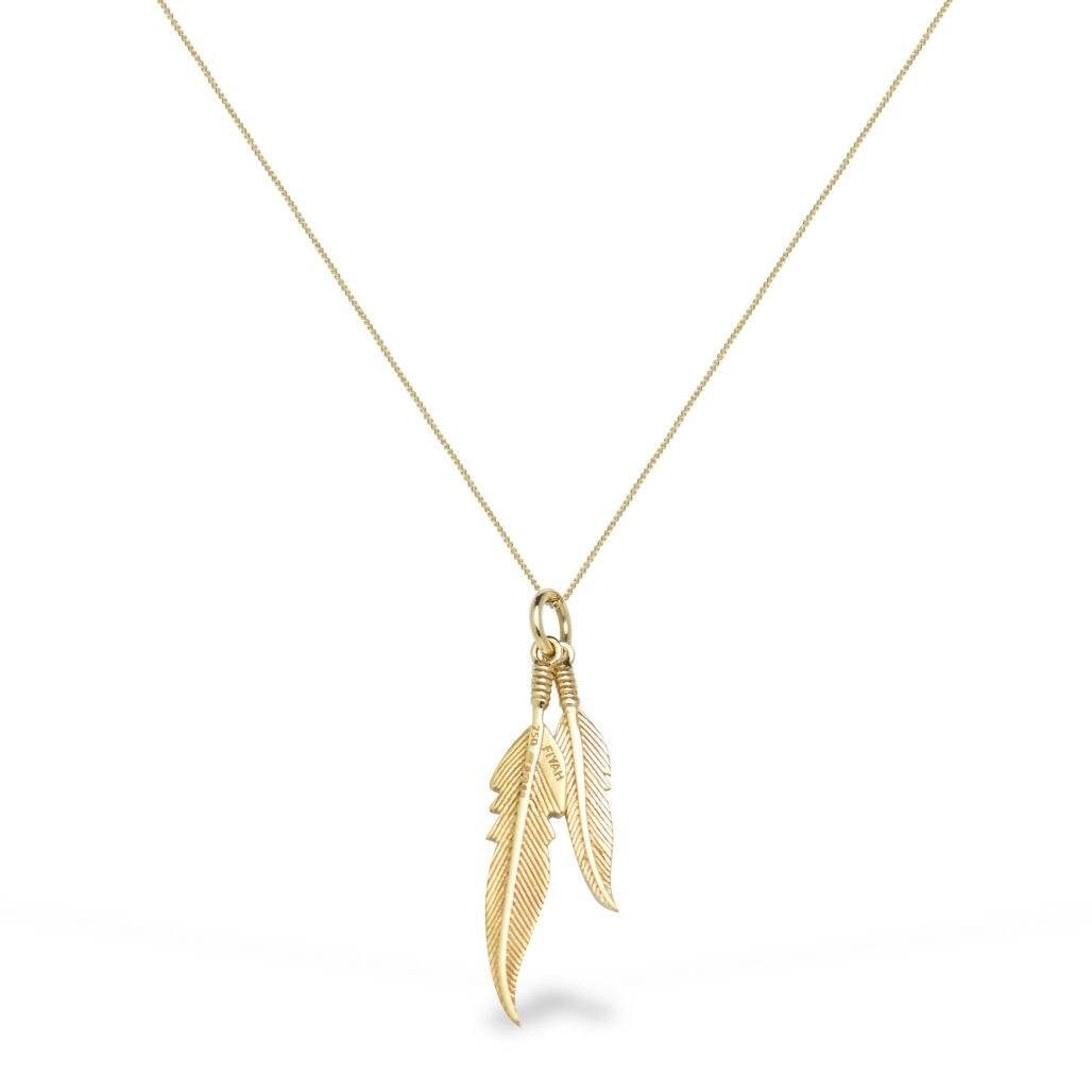 Gold feather shop pendant